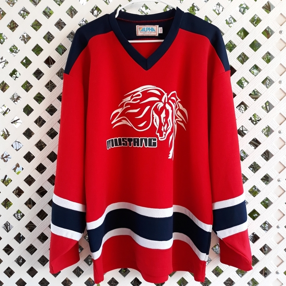 Mustang Hockey Jersey vintage Alpha Sportswear - Picture 2 of 9